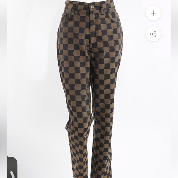 FENDI $1500 JEANS Jacquard Check Logo 8/10 (IT47) 32”waist - Picture 12 of 13